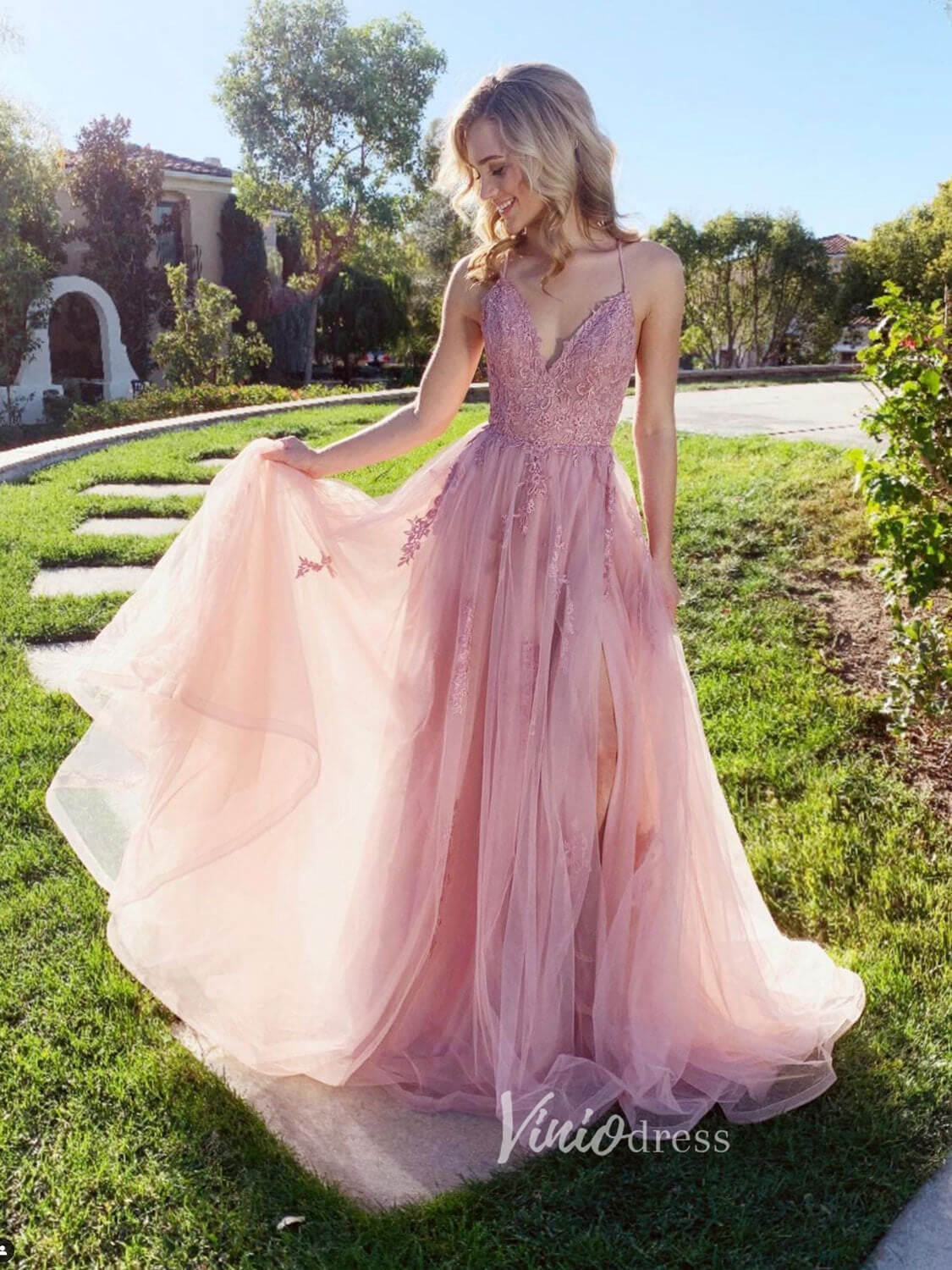 Bean Paste Pink Prom Dresses Detachable Puff Sleeves Boat Neck Tulle  Applique Beads A Line Wedding Party Celebrity Evening Gowns - AliExpress